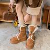 Thickened Snow Boots Women's Autumn and Winter 2025 New Thick-soled Fluffy Warm Plush Boots Cotton Shoes Women