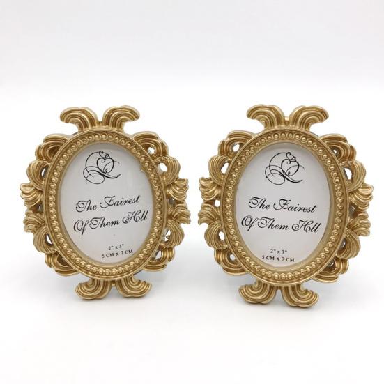 4Pcs Vintage Baroque Oval Photo Frame Mini Resin Picture Display