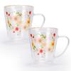 GIFT GARDEN Tumbler Glass For Both Cold and Thermal with Floral Double Wall Microwave Set of 2 Cup, 350ml, Insulation, Pattern, Glass,