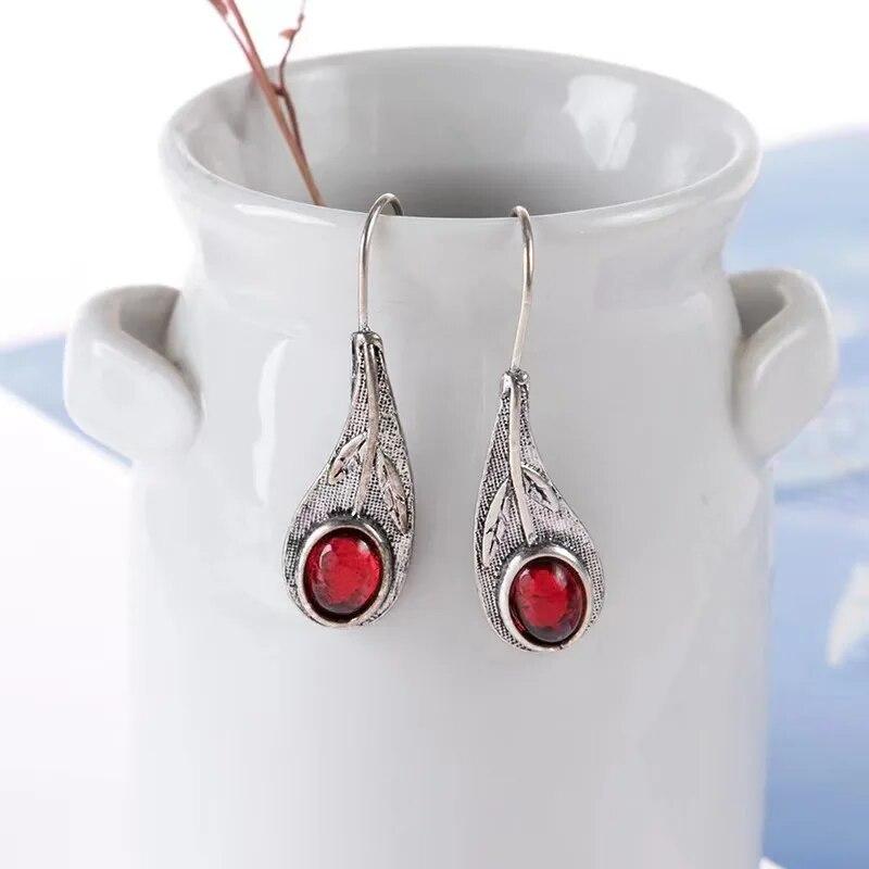 Висячие серьги в стиле бохо для женщин, винтажные серьги-капли с селенитом и бирюзой, этнический ретро-кулон, крючок для ушей, пляжная вечеринка, ювелирные изделия, подарок