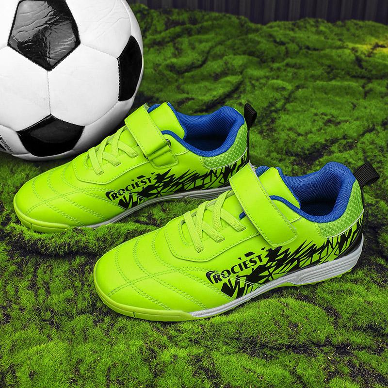 Детские футбольные бутсы 31-40 лет, молодежные футбольные бутсы с короткими шипами на липучке, тренировочные детские футбольные бутсы для мальчиков