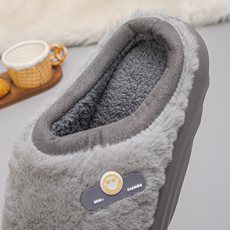 Модные зимние хлопковые тапочки на толстой подошве для женщин, удобная подошва, нескользящие домашние тапочки для женщин, теплые плюшевые тапочки-слайды на платформе для дома