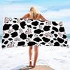 1pc Black and White Cow Pattern Microfiber Terry Cloth Bath Towel and Beach Towel, Soft and Skin-friendly, Quick-drying