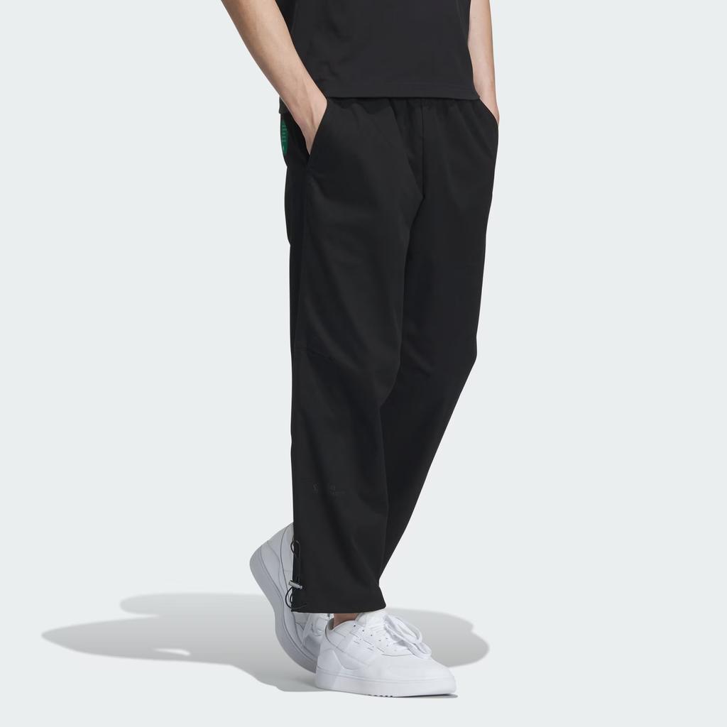 Adidas Wide Woven Pants Solid Color Logo Straight Leg Knit Sports Pants Men Pants Black IT3947