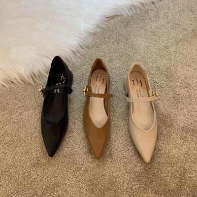 Модная французская ретро женская обувь весна новая остроносая обувь на плоской подошве модная универсальная обувь Мэри Джейн удобная нескользящая женская кожаная обувь