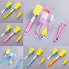 4/6pcs Infant Baby Bottle Brush Set Sponge Plastic Glass Milk Water Cup Clean Feeding Bottle