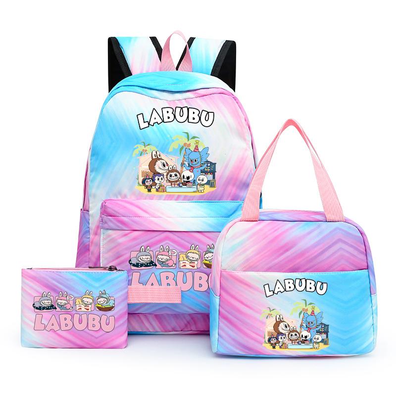 3Pcs/set Printed Backpack with Lunch Bag Pencil Case Student Teenager Boy Girl Bagpack Women's Backpack Set Travel Bag