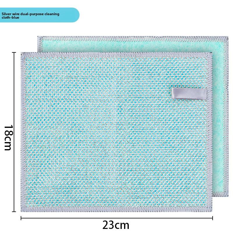 Ткань для чистки из кокосовой скорлупы с серебряной нитью, Не прилипает к маслу, Впитывающая и утолщенная, Ткань для мытья посуды и чистки вока