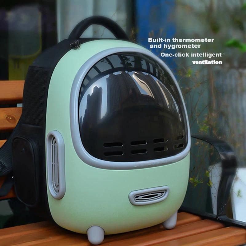 LOVE YOU PET Cat Carrier, Portable Space Capsule Backpack, Pet Bag, Large Breathable Cat Supplies, Green, for 7.5kg Cats