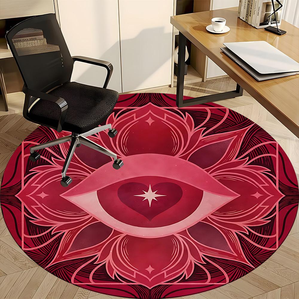 1pc Eye Heart Office Round Area Rug,  Mat Suitable For Office, Under Office Chairs Bedroom Living Room Home Decor, Room Deco