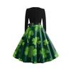 Women's Vintage Classic Dress Long Sleeve Valentine's Day Print Round Neck Swing Dress