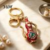 Rhinestone Key Charm Retro Teapot Keychain with Rhinestones, Ethnic Style Pitcher Vintage Pot Ring, Decorative Pendant for Handbags Backpacks Car Keys