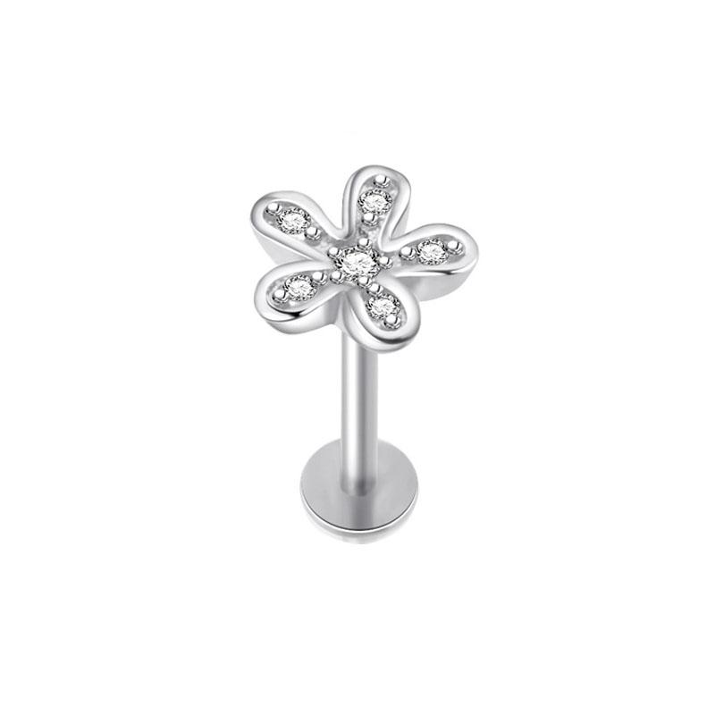 Модные унисекс серьги для пирсинга козелка серьга-лабрет гвоздик мочка носа ухо цветок для губ плоская спираль для хряща 1 шт крестообразное украшение кристалл ракушка