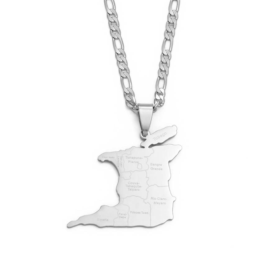 Anniyo (3.5cm Big) Trinidad & Tobago Map City Name Pendant Necklace For Women Men Gold Color Trendy Ethnic Jewelry @119421