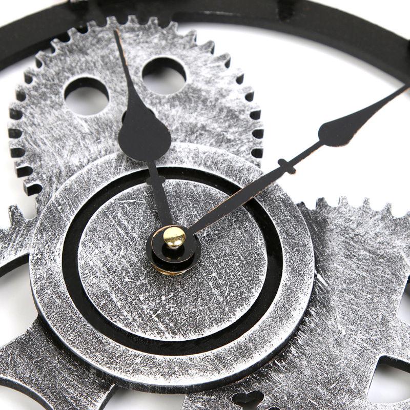 3D Ретро деревенские старинные деревянные бесшумные стимпанк шестерня настенные часы римские цифры