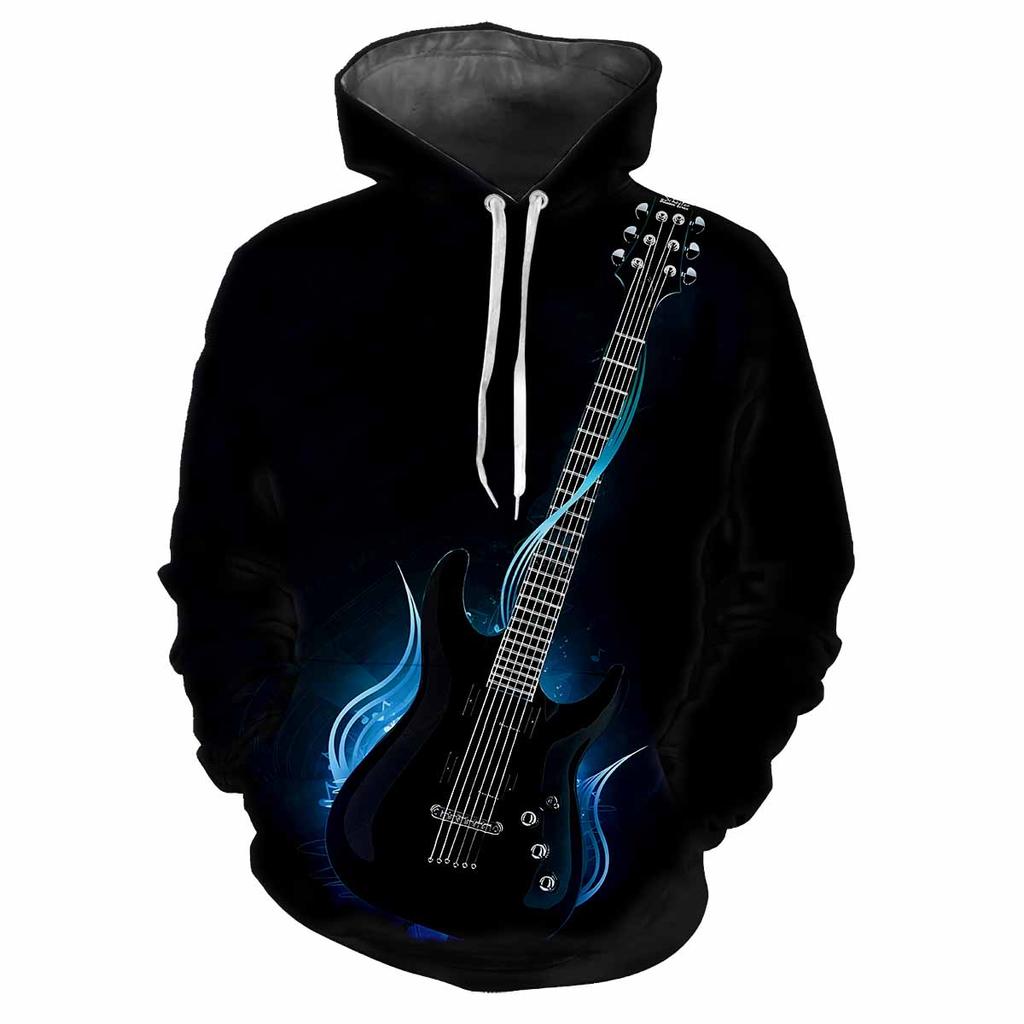 Новая рок-крутая гитара 3D-печать повседневная мода мужская повседневная мужская мода удобная хип-хоп музыка энтузиасты толстовки уличная