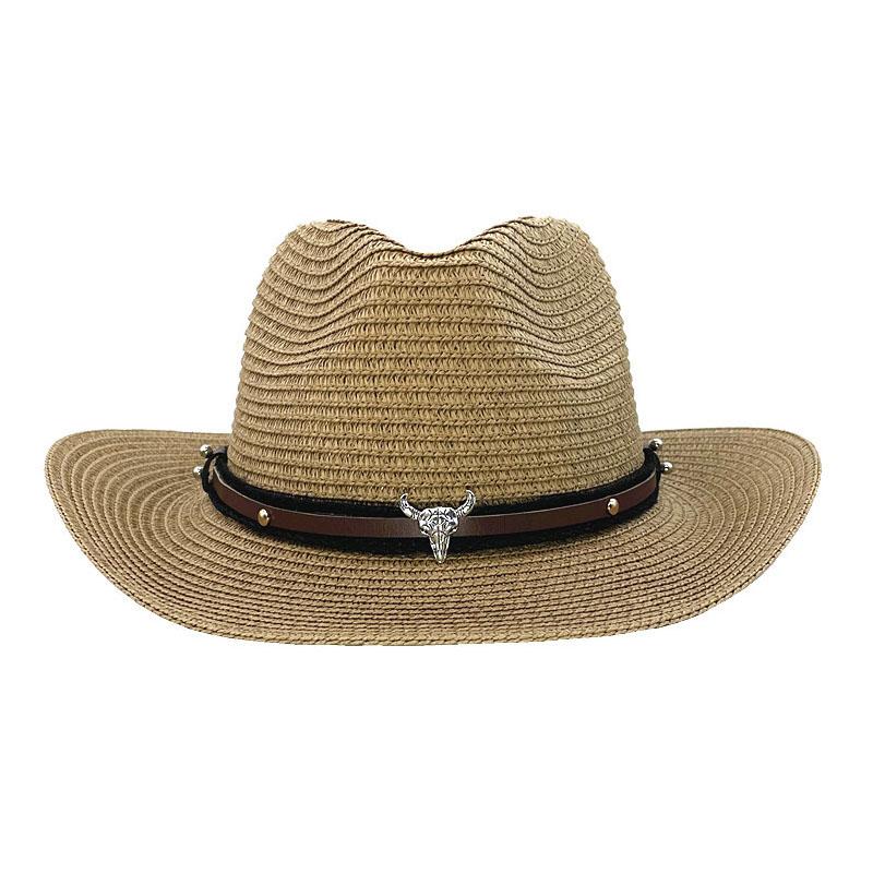 Мужская соломенная шляпа в панамском стиле, ковбойская шляпа, летняя шляпа от солнца 56-58 см