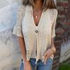 Независимый новый женский весенне-осенний кардиган с ажурной вязкой на одной пуговице, с рукавом средней длины