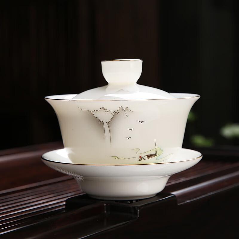 Chaxun White Porcelain Mutton Fat Jade Tea Set