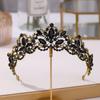 New Baroque Bride's Crown Headwear Retro Black Diamond Crown Hair Accessory Birthday Dinner Dress Accessories