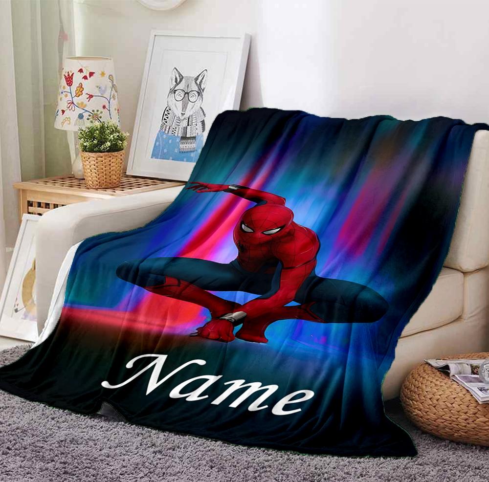 Custom Name Spider-Man Pose Flannel Blanket Throw Blanket Soft Warm Sofa Bed Decor Unique Gift