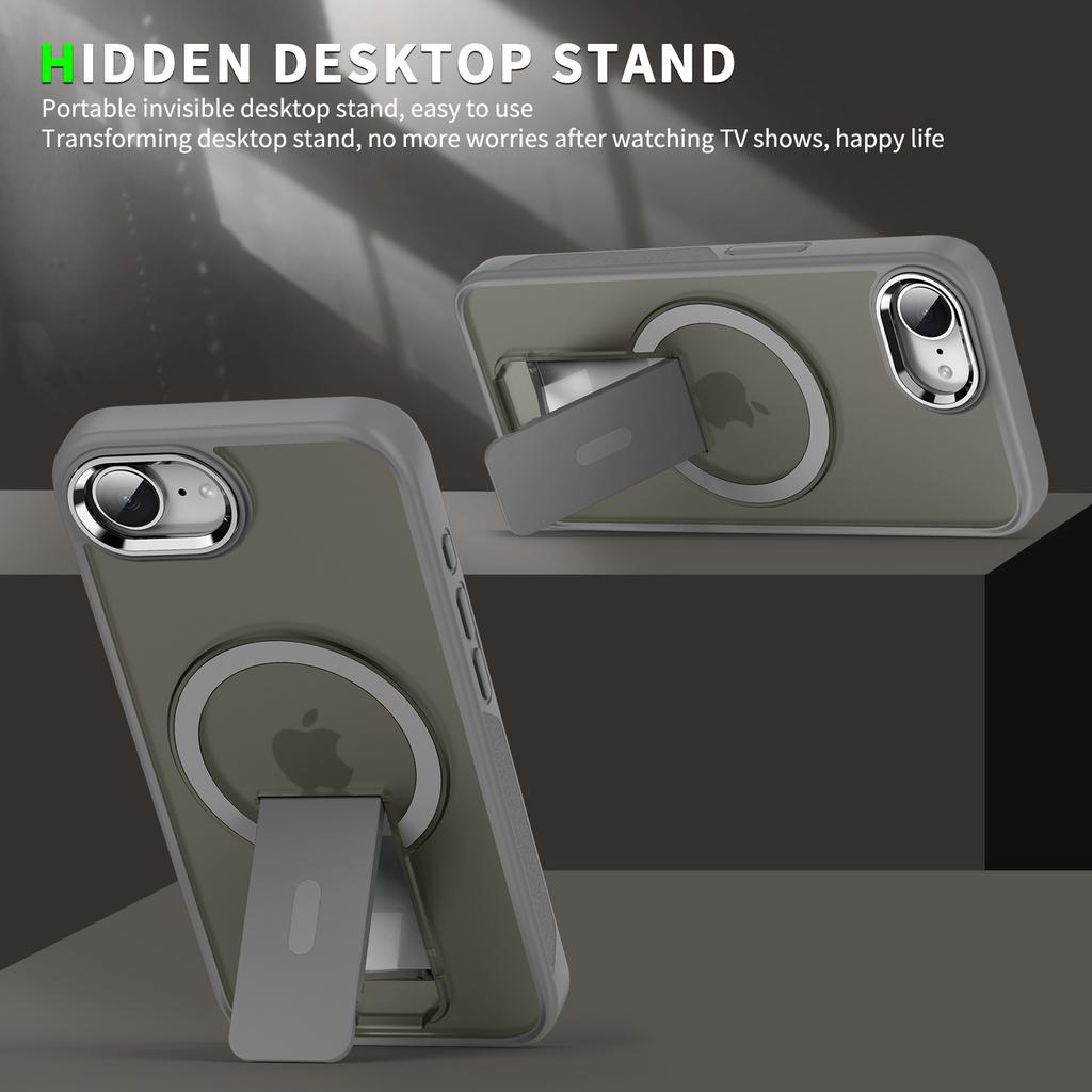 For iPhone 16e Case Compatible with MagSafe PC + TPU Phone Cover with Kickstand