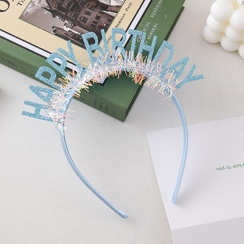 Large Korean-style Birthday Hat Glitter Happy Birthday Hair Band DIY Party Headwear Children Waterproof Plastic Indoor