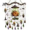 Ghostly Party Background Halloween Wind Chimes, Acrylic Spooky Sun Catcher for Window Garden Yard, Gothic Chimes Hanging Pendants with Crystal