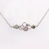 Pink & Green Glass Necklace 925 Sterling Silver Rhodium Jewelry Gift for Her
