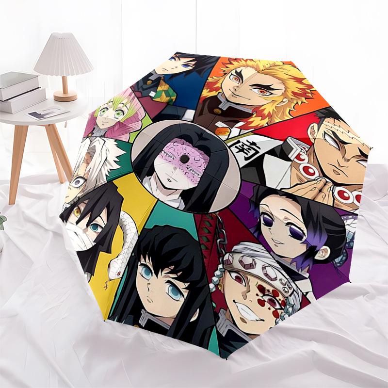 1pc Demon Slayer Characters Outdoor Umbrella - Automatic Opening/Closing - Portable 3-Fold Design - 8-Rib Iron Frame - Festival Gift for Fans, Travele