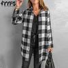 Women's Fashion Casual Plaid Print Autumn Winter Long Sleeve POLO Neck Jackets & Coats