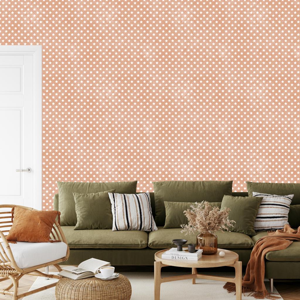 Cream and peach Stars Wallpaper for Living Room and Bedroom 50x1000