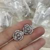 925 Sterling Silver Moissanite Camellia Stud Earrings - Vintage and Versatile
