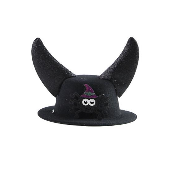 Хэллоуин Шляпа для питомца Кошачья формальная шляпа с рогами Шляпа тыква-паук Регулируемый головной убор для маленьких собак и кошек Праздничный костюмный аксессуар