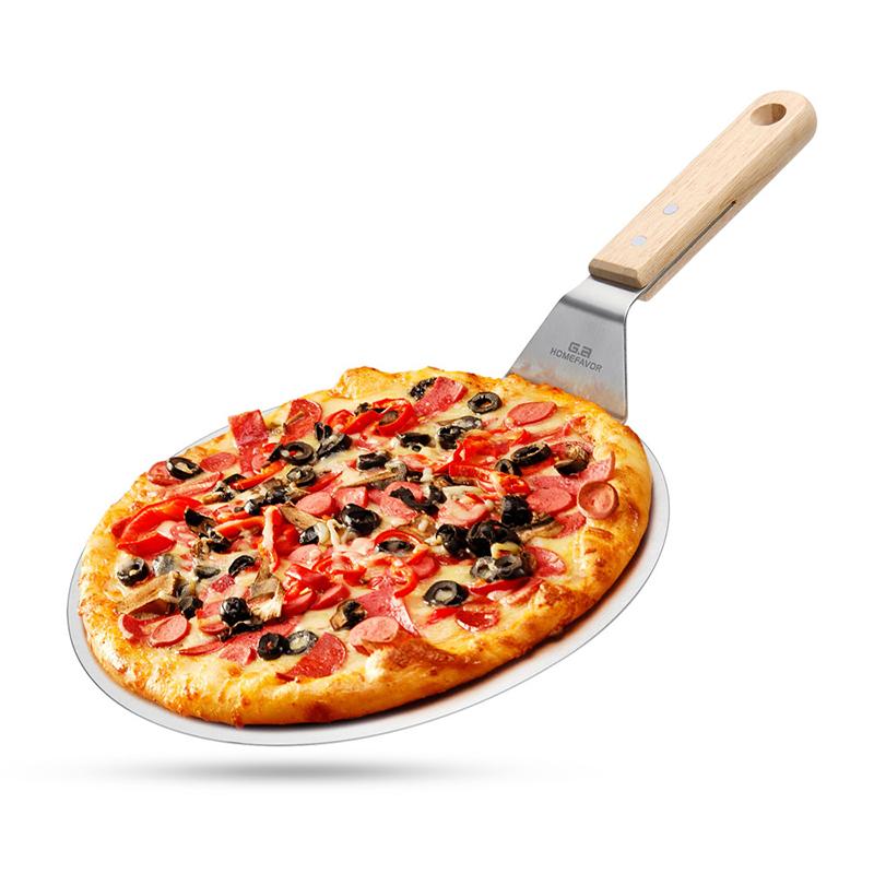 10 Inch Stainless Steel Wooden Handle Pizza Shovel,large Shovel Surface,can Be Hung,transferred Cake,pancake Transfer Tray Tool