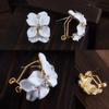 Cute Gardenia Flower Rhinestone Inlaid Ear Studs Women Earrings Jewelry Gift