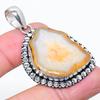 Natural Agate Geode Slice Gemstone 925 Sterling Silver Pendant 2.09" e1V26