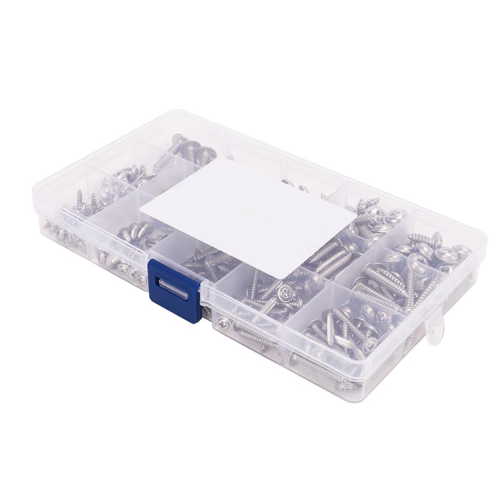 240Pcs Self Tapping Screws Cross Pan Head Stainless Steel M3 M4 M5 Combination for Wood Work