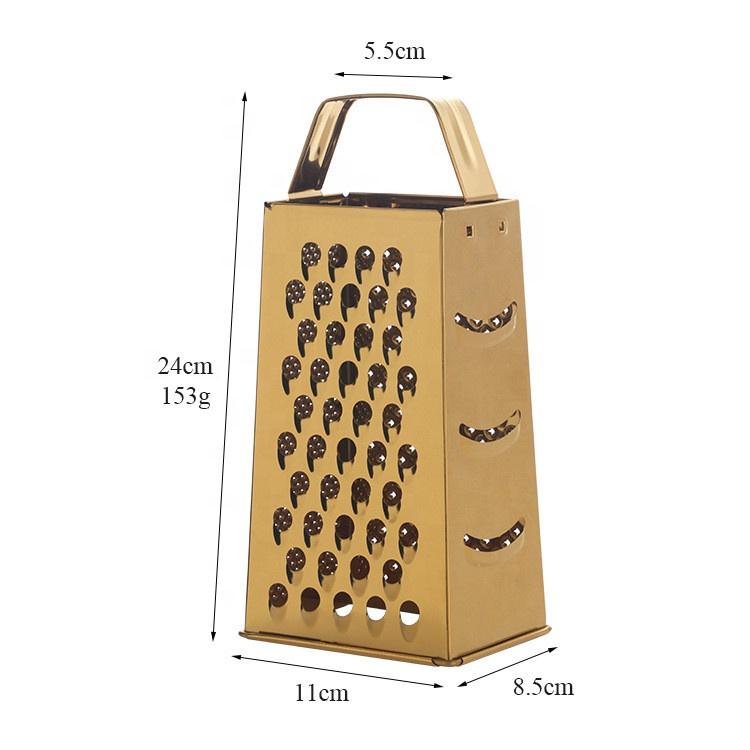 Kitchen Chef Tool 4 Sides Stainless Steel Gold Color Food Grater With Vegetables