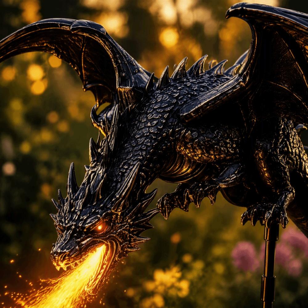 Solar Powered Solar Fire Garden Lamp Waterproof Resin Dragon Fire Garden Light Patio