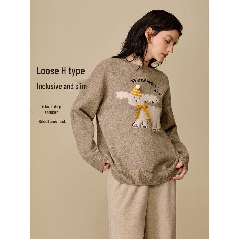 INMAN 2025 Winter Women's Puppy Letter 3D Bow Knit Pullover Sweater