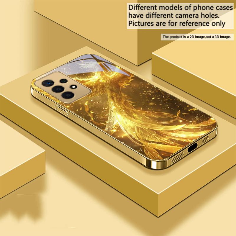 Золотой красный феникс Для Samsung A 31 32 A33 A34 35 14 A15 13 16 25 26 50 52 53 54 55 56 70 71 72 73 Золотой стеклянный чехол для телефона