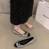 Women's Single Shoes Spring New Round Head Light Mouth Color Sequin Fabric Butterfly Knot Soft Sole Non-slip Flat Shoes