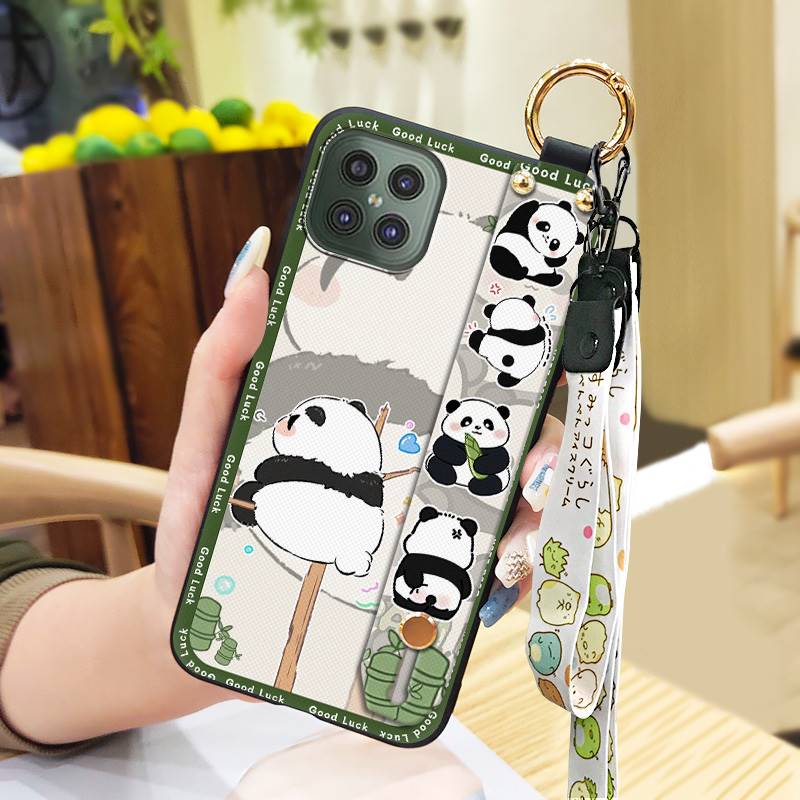 Durable Cute Phone Case For Cubot C30 Wrist Strap Anti-knock Cartoon Anti-dust Fashion Design Kickstand Waterproof Panda