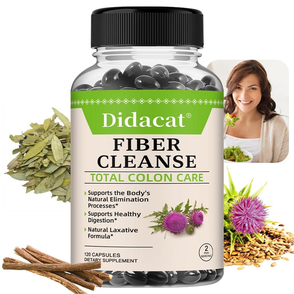 Didacat Fiber Cleanse Colon Care Capsules, Psyllium Husk, Senna, 120 Caps