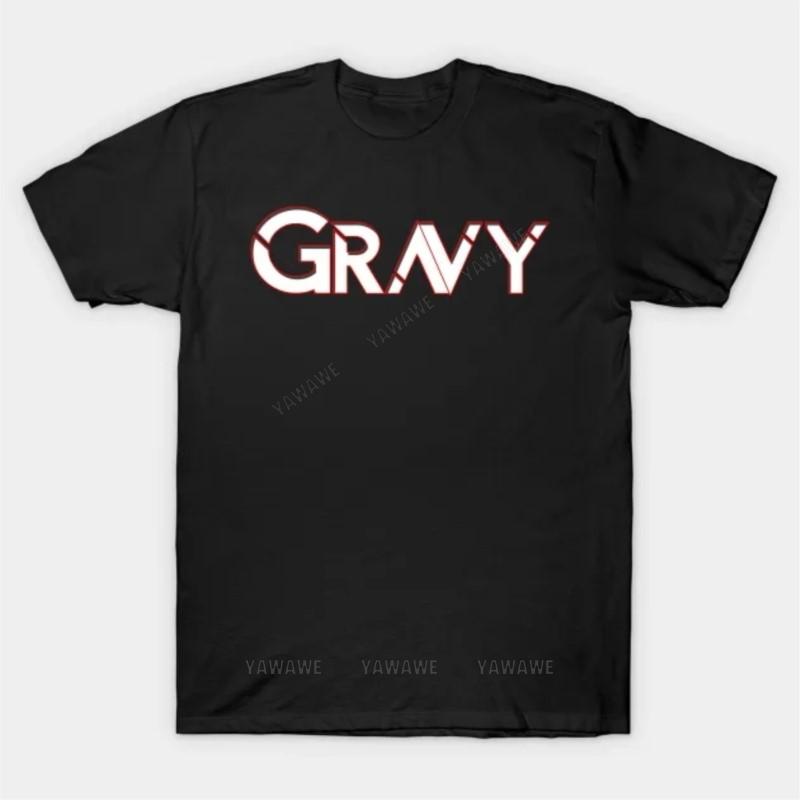 Новый модный бренд футболка хлопковая футболка Gravy T Shirt мужская Оверсайз Классическая с коротким рукавом черный топ унисекс повседневная футболка