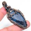 Natural Blue Azurite Gemstone Handmade Copper Wire Wrap Pendant 2.84" M2l25