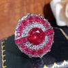 Autumn and Winter New Ring Jewelry Blue Spinel Red Corundum Back Ring Light Luxury Open Women's Fashion Versatile