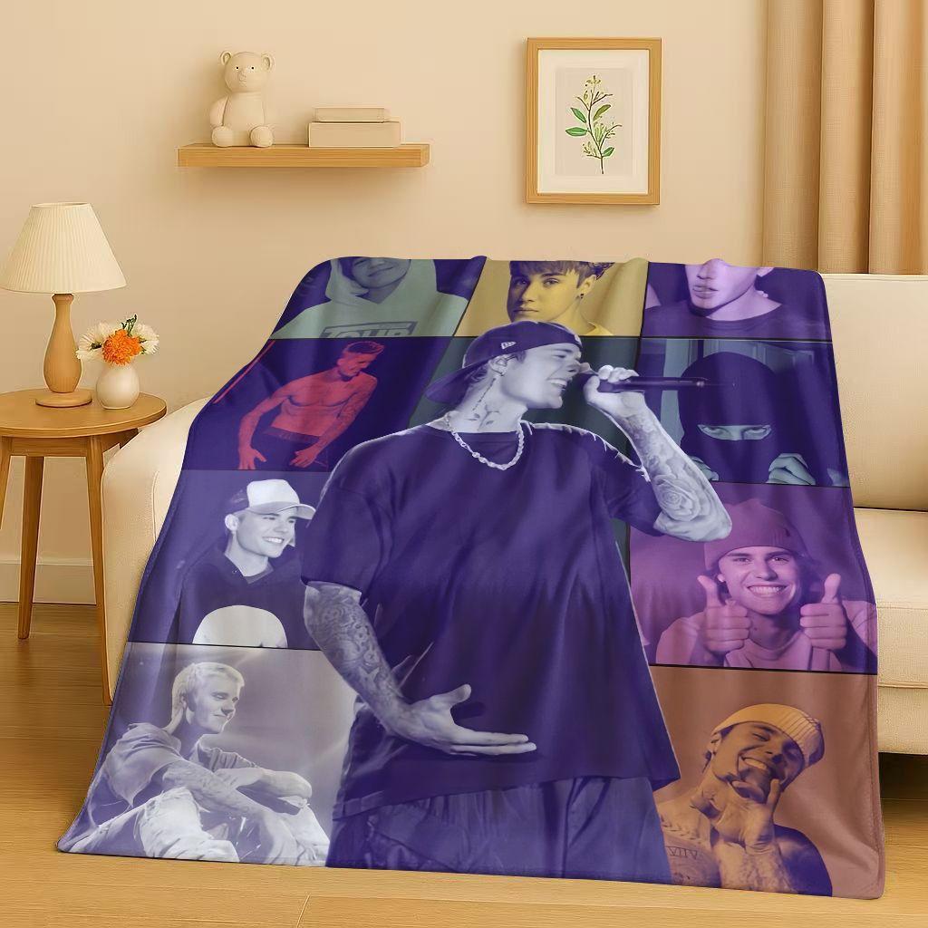 New Fashion B-Bieber Singer Star Flannel Blanket,Ultra Soft Warm Plush Throw for Home Bedroom Bed Sofa Cover Office Travel Gift