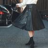 Leather Genuine Women Skirt Black Stylish Handmade Lambskin Flare Fashion